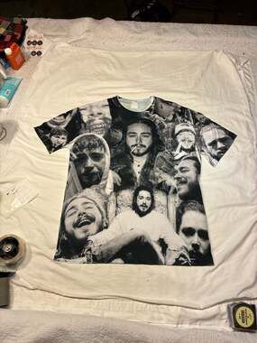 SubliWorks Post Malone Black and White All Over Print 3D Photo Collage T-Shirt S